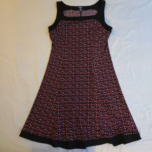 Chaps Pink & Black Abstract Print Dress Stretchy sz M